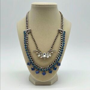 Elegant Charming Charlie Silver-Toned and Blue Statement Jewelry Necklace